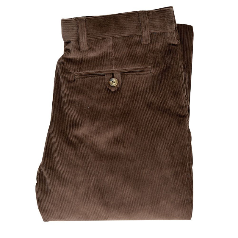 Pantalon Velours Extensible Taille V Tement Coloris Marron