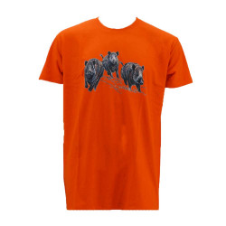 T-shirt orange motif sangliers