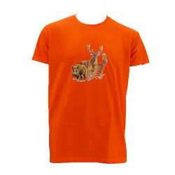 T-shirt orange motif grands animaux